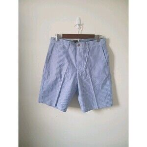 J Crew Mens Seesucker Blue‎ White Striped Chino Shorts Size 31